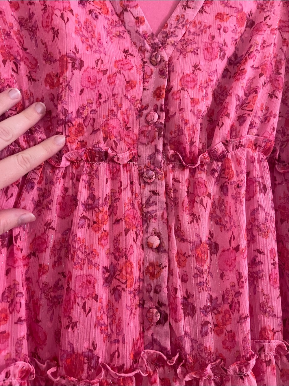Taylor Pink Floral Ruffle Sundress - Cottagecore Style - Picture 5 of 11